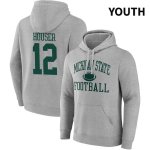 Youth Michigan State Spartans NCAA #12 Katin Houser Gray NIL 2022 Fanatics Branded Gameday Tradition Pullover Football Hoodie OR32A83ST